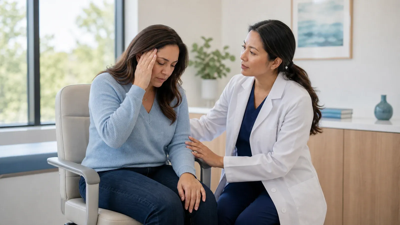 Patient receiving support for dizziness and circulation symptoms