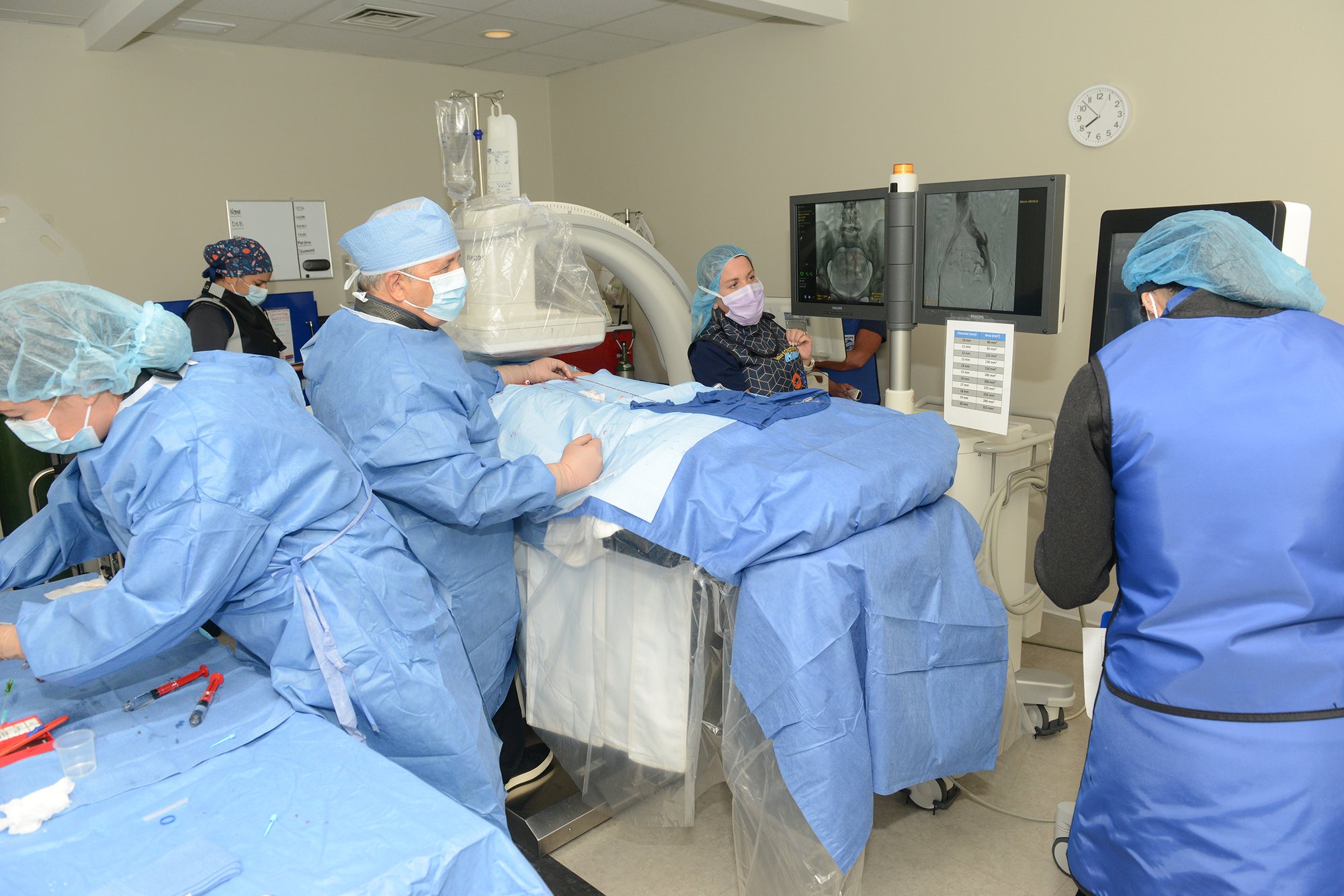 The Illiana vascular team performing a venogram in the procedure suite