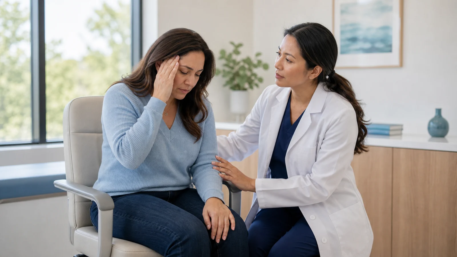 Patient receiving support while experiencing POTS-related dizziness